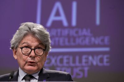 uropean Commissioner in charge of internal market Thierry Breton holds a press conference on artificial intelligence (AI) following the weekly meeting of the EU Commission in Brussels on April 21, 2021