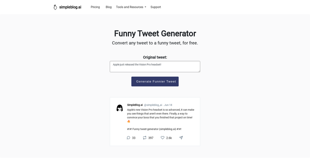 Witty Generator Funny tweet generator